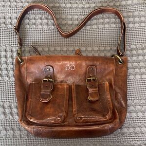 BED|STU Brown Leather Parton Crossbody Shoulder Bag multiple sections